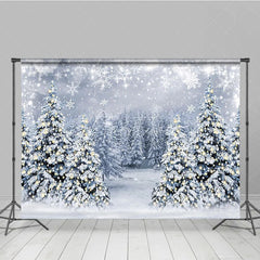 Aperturee - Aperturee Winter Wonderland Photography Backdrop Snowy Christmas Tree Forest Magical Holiday Snowfall Photo Background