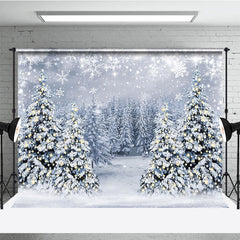 Aperturee - Aperturee Winter Wonderland Photography Backdrop Snowy Christmas Tree Forest Magical Holiday Snowfall Photo Background