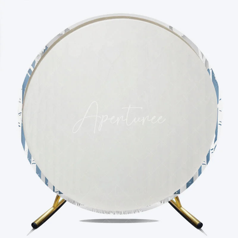 Aperturee - Aperturee Winter Wonderland Round Backdrop Paper Cut Forest Snow Tree Decoration