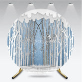 Aperturee - Aperturee Winter Wonderland Round Backdrop Paper Cut Forest Snow Tree Decoration