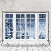 Aperturee - Aperturee Winter Wonderland Snow Forest White Window Backdrop
