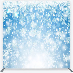 Aperturee - Aperturee Winter Wonderland Tension Fabric Backdrop Blue Snowflakes Frozen Background Christmas Holiday Party Decoration