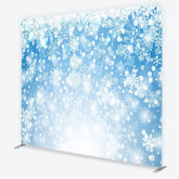 Aperturee - Aperturee Winter Wonderland Tension Fabric Backdrop Blue Snowflakes Frozen Background Christmas Holiday Party Decoration