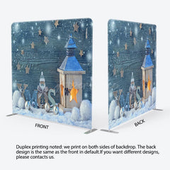 Aperturee - Aperturee Winter Wood Snowman Star Xmas Pillow Case Backdrop