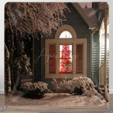 Aperturee - Aperturee Winter Yard Night Tree Double-Sided Xmas Backdrop