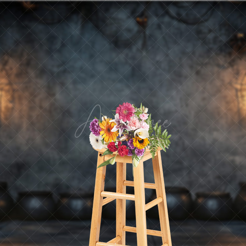 Aperturee - Aperturee Witch’s Lair with Cauldrons Photography Backdrop Spooky Dungeon Wall for Halloween Medieval Photo Shoots