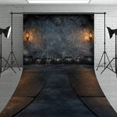 Aperturee - Aperturee Witch’s Lair with Cauldrons Sweep Backdrop Spooky Dungeon Wall and Floor Medieval Photo Shoots