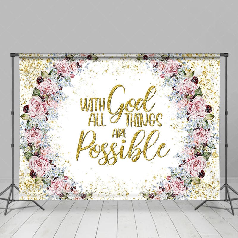 Aperturee - Aperturee With God All Things Are Possible Floral Easter Backdrop