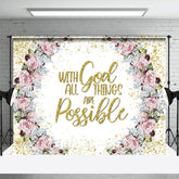 Aperturee - Aperturee With God All Things Are Possible Floral Easter Backdrop