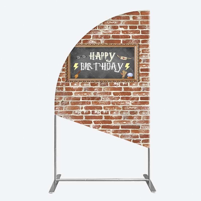 Aperturee Aperturee Wizard School Brick Wall Frame Birthday Half Moon Arch Backdrop