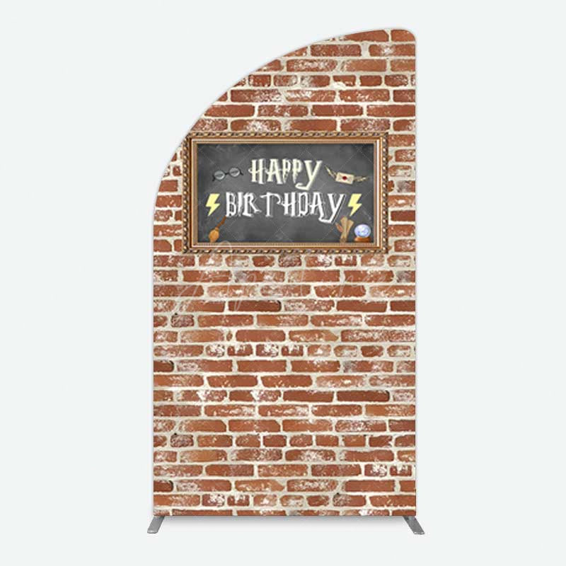Aperturee Aperturee Wizard School Brick Wall Frame Birthday Half Moon Arch Backdrop