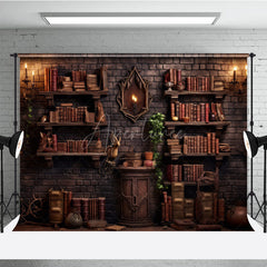 Aperturee - Aperturee Wizard’s Library Bookshelf Combo Set Backdrop Magical Alchemist Study for Fantasy Halloween Photo Shoots