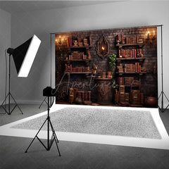 Aperturee - Aperturee Wizard’s Library Bookshelf Photography Backdrop Magical Alchemist Study for Fantasy Halloween Photo Shoots