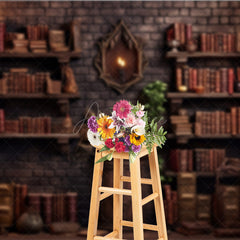 Aperturee - Aperturee Wizard’s Library Bookshelf Photography Backdrop Magical Alchemist Study for Fantasy Halloween Photo Shoots