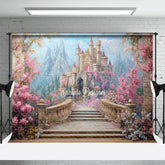 Aperturee - Aperturee Wonderland Sweet Floral Sky Castle Wedding Backdrop