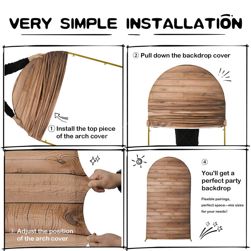 Aperturee - Aperturee Wood Arch Cover Spandex Stretch Fabric Backdrop