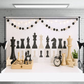Aperturee - Aperturee Wood Black White Chess Fresh Cake Smash Backdrop