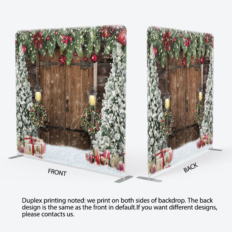 Aperturee - Aperturee Wood Christmas Tree Fabric Backdrop Cover for Christmas