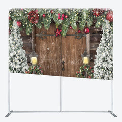 Aperturee - Aperturee Wood Christmas Tree Fabric Backdrop Cover for Christmas