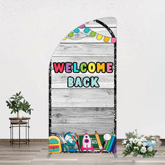 Aperturee - Aperturee Wood Classroon Welcome Back To School Half Moon Arch Backdrop