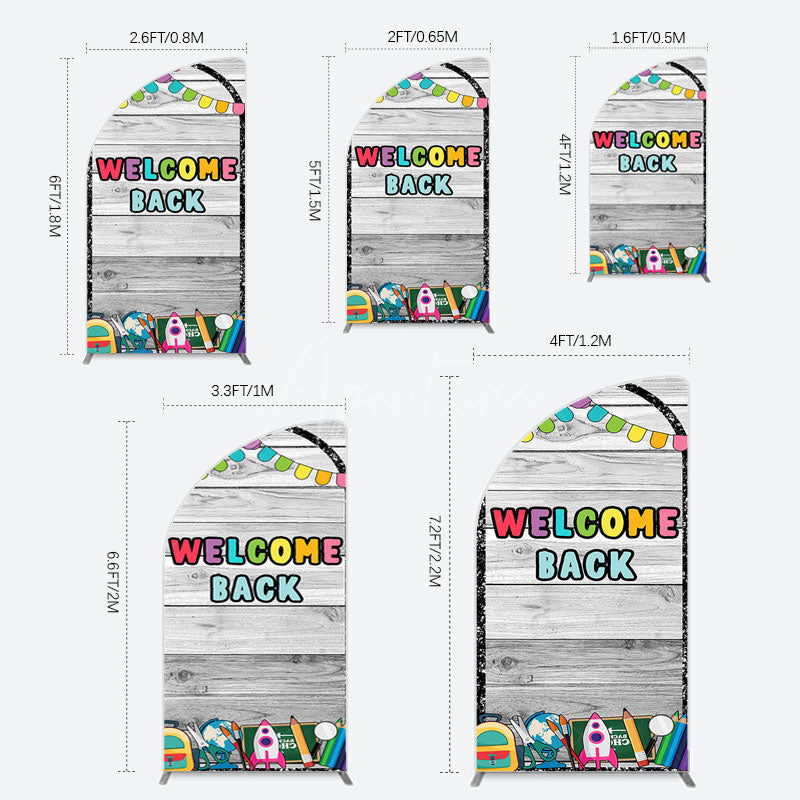 Aperturee - Aperturee Wood Classroon Welcome Back To School Half Moon Arch Backdrop
