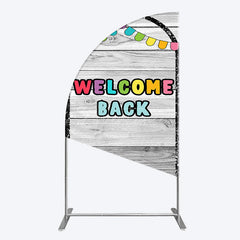 Aperturee - Aperturee Wood Classroon Welcome Back To School Half Moon Arch Backdrop