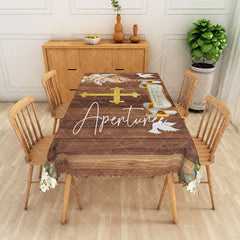 Aperturee - Aperturee Wood God Bless Baptism Party Rectangular Tablecloth