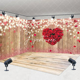Aperturee - Aperturee Wood Grain Lighted Red Rose Love Room Set Backdrop
