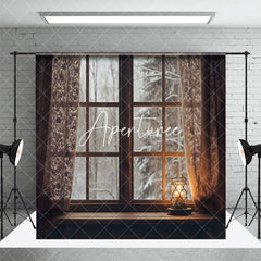 Aperturee - Aperturee Wood Indoor Window Christmas Vibe Room Set Backdrop