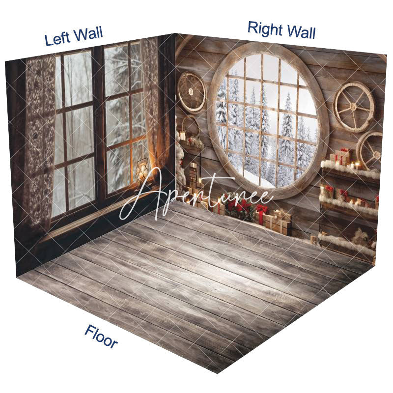 Aperturee - Aperturee Wood Indoor Window Christmas Vibe Room Set Backdrop
