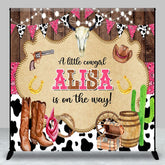 Aperturee - Aperturee Wood Little Cowgirl Custom Name Baby Shower Backdrop