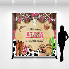 Aperturee - Aperturee Wood Little Cowgirl Custom Name Baby Shower Backdrop
