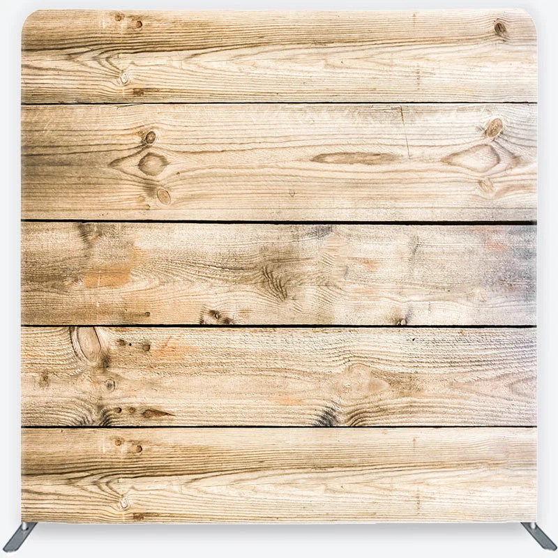 Aperturee - Aperturee Wood Plank Tension Fabric Backdrop Light Brown Natural Timber Texture Background