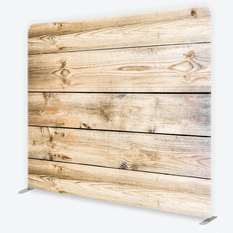 Aperturee - Aperturee Wood Plank Tension Fabric Backdrop Light Brown Natural Timber Texture Background