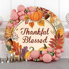 Aperturee Aperturee Wood Pumpkin Thankful Blessed Autumn Round Backdrop