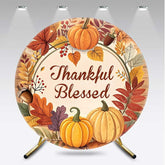 Aperturee Aperturee Wood Pumpkin Thankful Blessed Autumn Round Backdrop
