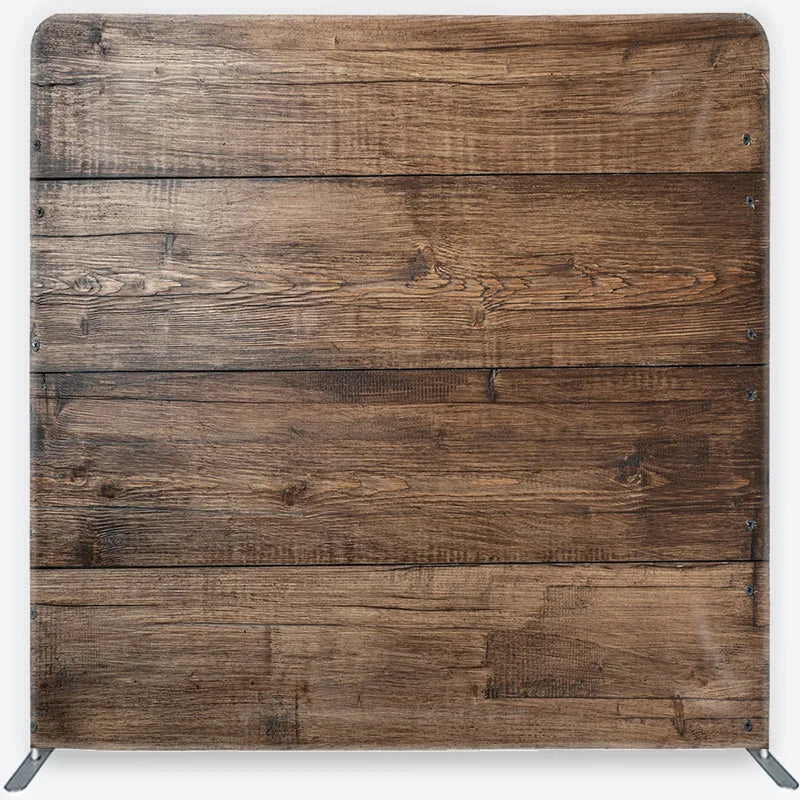 Aperturee - Aperturee Wood Wall Tension Fabric Backdrop Dark Brown Rustic Timber Texture Photography Background