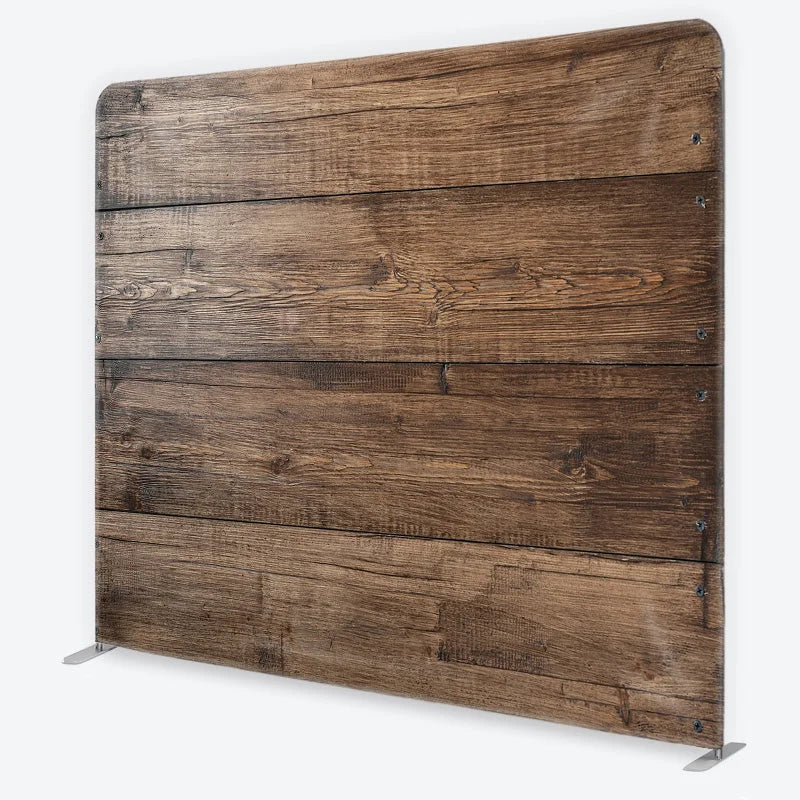 Aperturee - Aperturee Wood Wall Tension Fabric Backdrop Dark Brown Rustic Timber Texture Photography Background