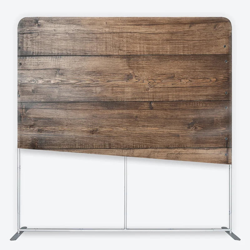 Aperturee - Aperturee Wood Wall Tension Fabric Backdrop Dark Brown Rustic Timber Texture Photography Background