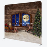 Aperturee - Aperturee Wood Window Moon Night Christmas Pillow Case Backdrop