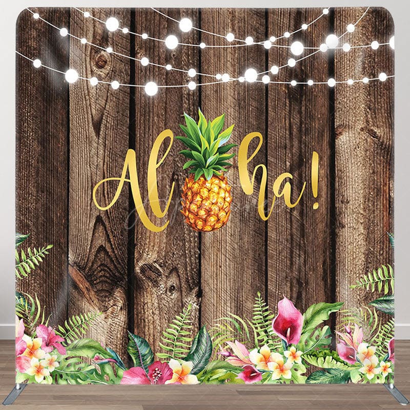 Aperturee - Aperturee Wooden And Floral Fabric Backdrop Cover for Birthday