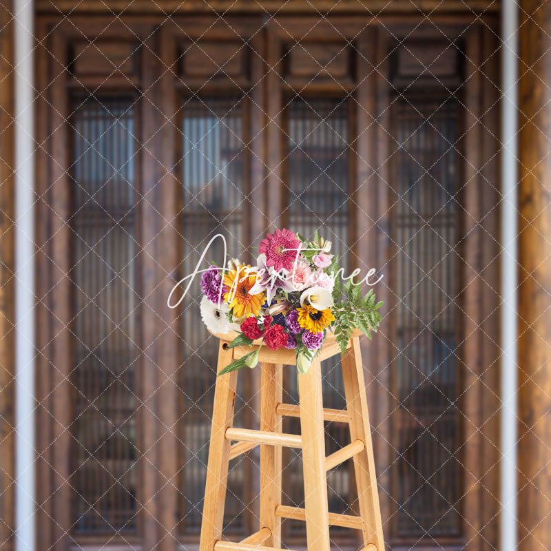 Aperturee - Aperturee Wooden Bamboo Door Backdrop For Photography