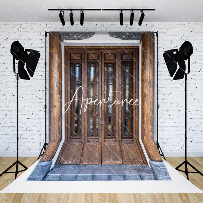 Aperturee - Aperturee Wooden Bamboo Door Backdrop For Photography