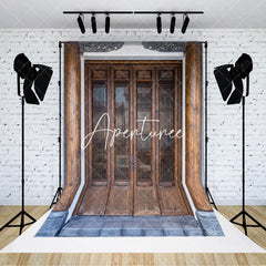 Aperturee - Aperturee Wooden Bamboo Door Backdrop For Photography