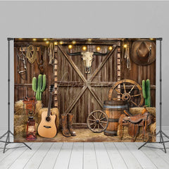 Aperturee - Aperturee Wooden Barn Door Western Cowboy Cake Smash Backdrop