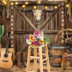 Aperturee - Aperturee Wooden Barn Door Western Cowboy Cake Smash Backdrop