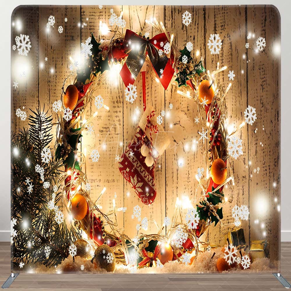 Aperturee - Aperturee Wooden Christmas Stocking Square Tension Backdrop