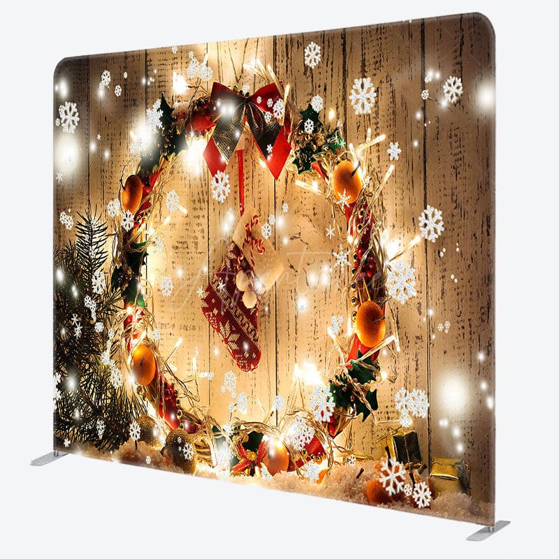 Aperturee - Aperturee Wooden Christmas Stocking Square Tension Backdrop