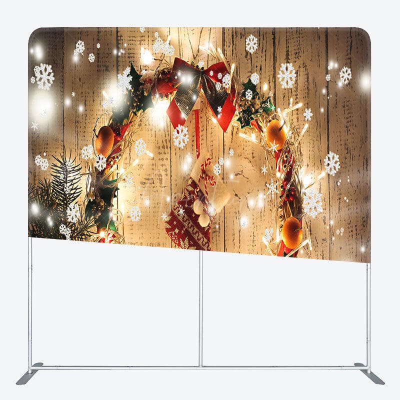 Aperturee - Aperturee Wooden Christmas Stocking Square Tension Backdrop