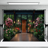 Aperturee - Aperturee Wooden Courtyard Floral Bright House Spring Backdrop